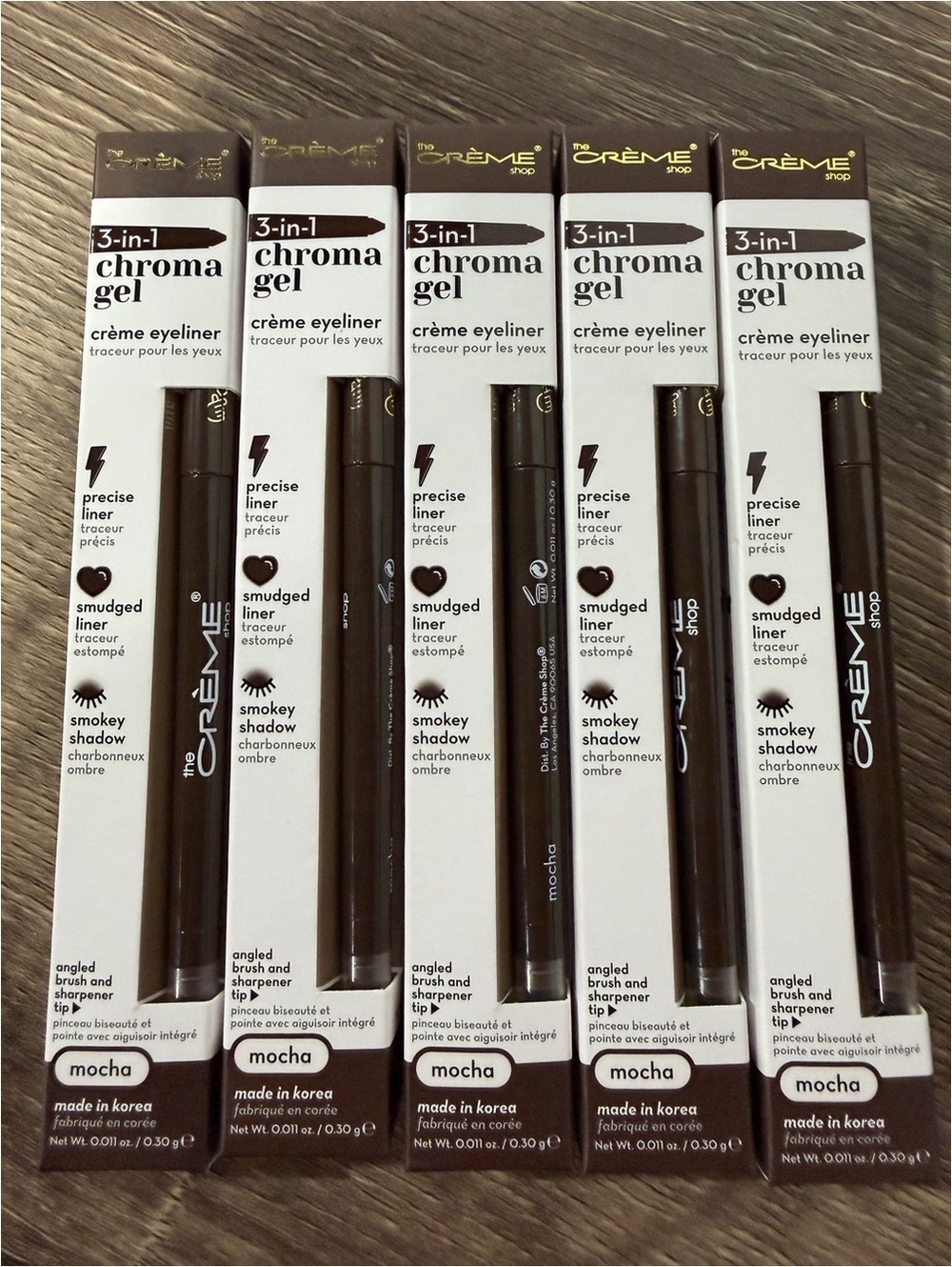 5 x The Creme Shop 3-in-1 Chroma Gel Creme Eyeliner in Mocha NEW